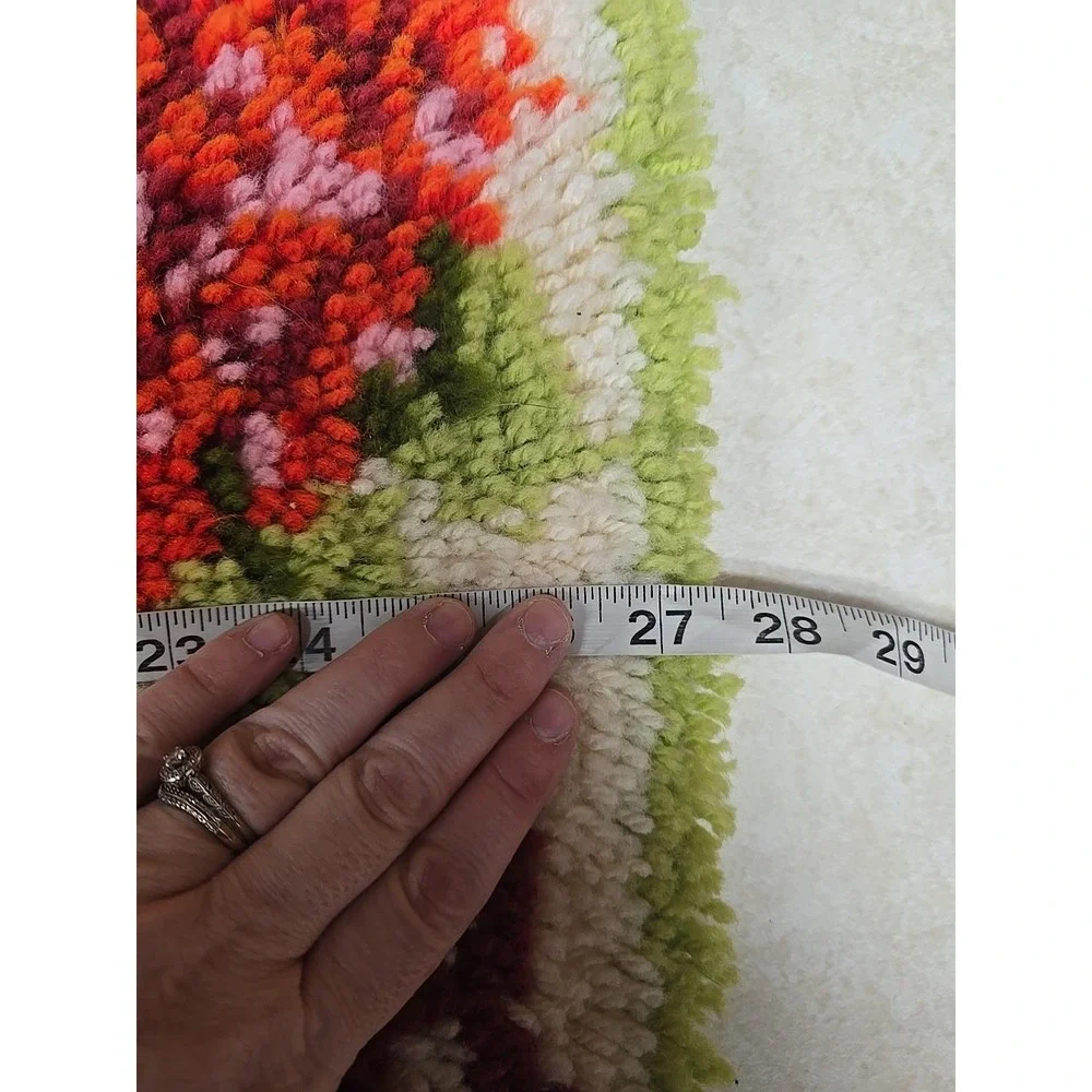 Vtg Latch‎ Hook Rug Wall Hanging Love One Another Roses Boho Cottagecore 20x27